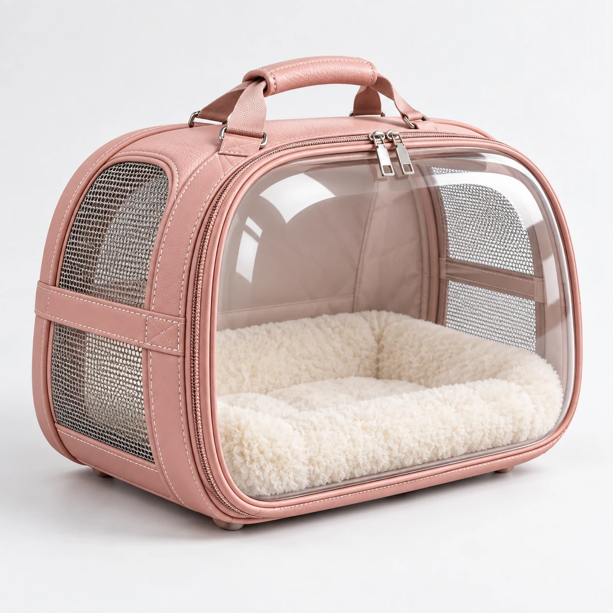ST-168 Pudra Kubbe Form Premium Şeffaf Pet Taşıma Çantası