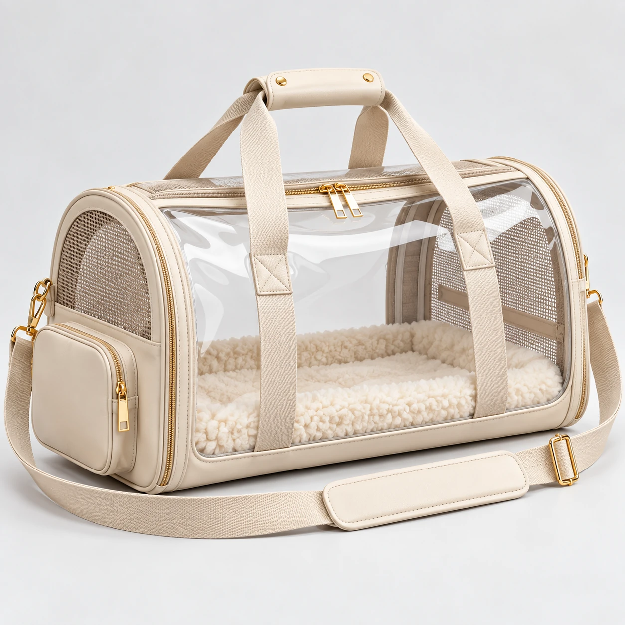ST-177 Taba Premium File Panelli Şeffaf Pet Taşıma Çantası