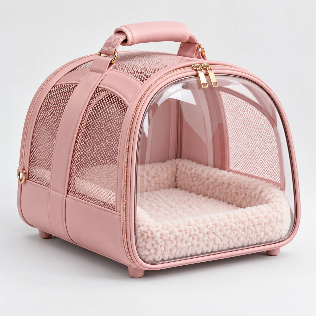 ST-178 Pudra Kubbe Form Premium Şeffaf Pet Taşıma Çantası