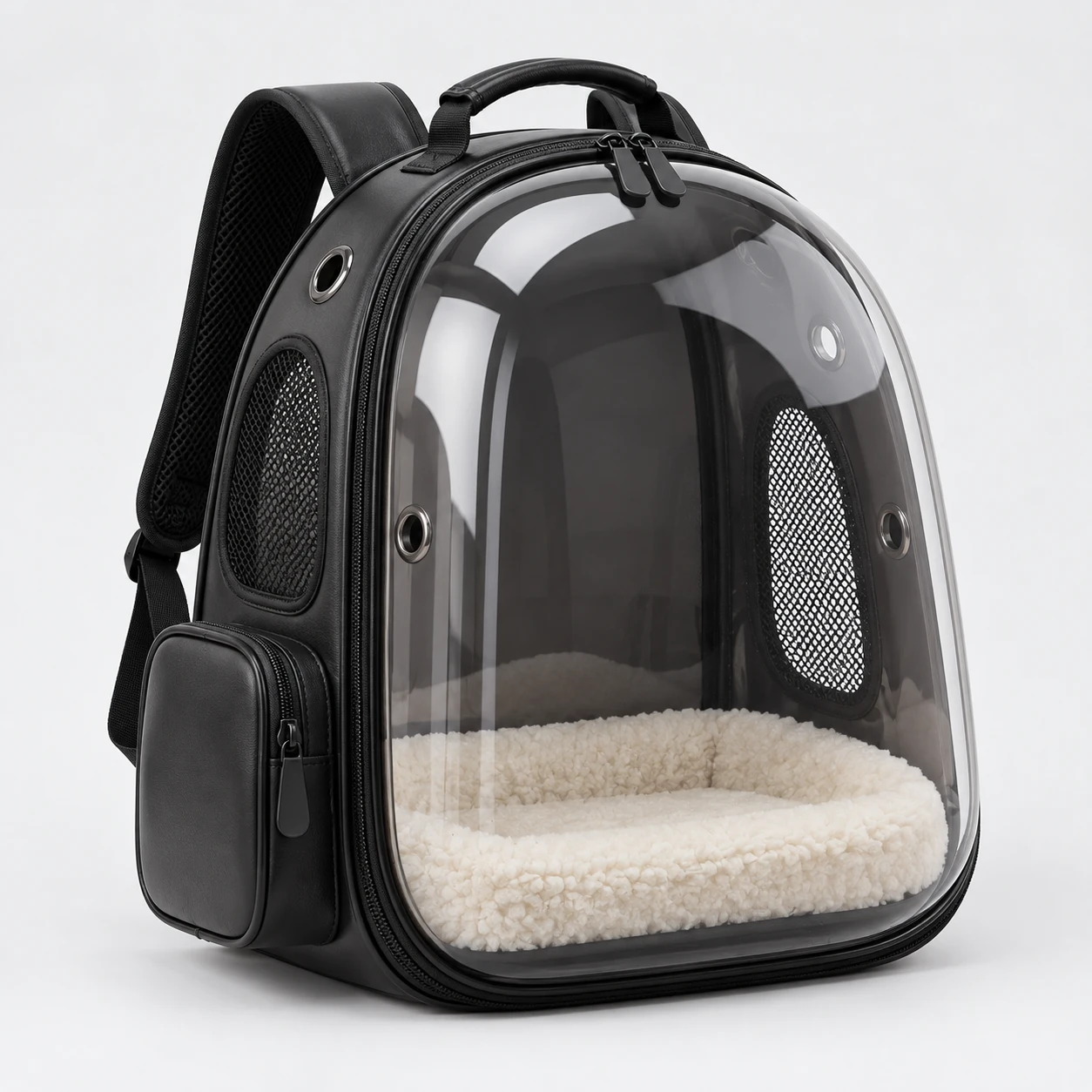 ST-181 Siyah Kubbe Form Premium Şeffaf Pet Sırt Çantası