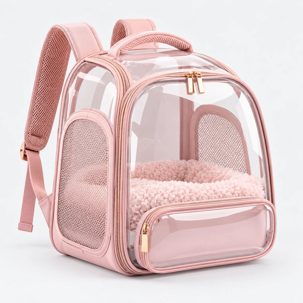 ST-183 Pudra Ön Cepli Premium Şeffaf Pet Sırt Çantası