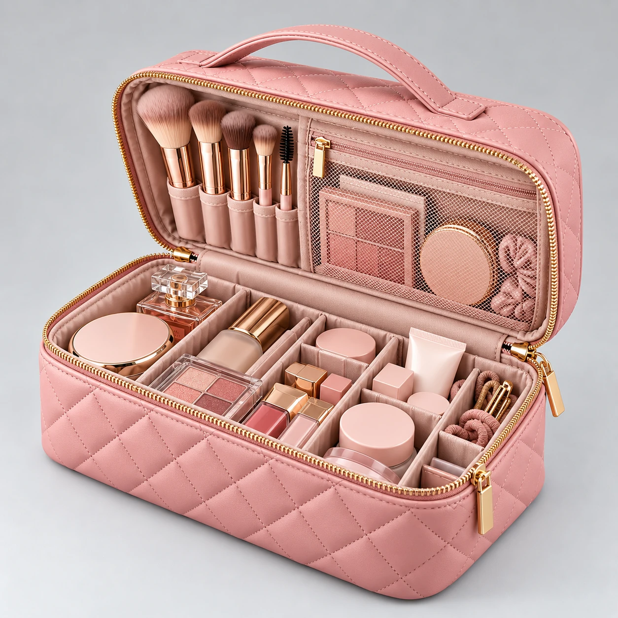 ST-255 Pudra Kapitone Profesyonel Vanity Makyaj Çantası