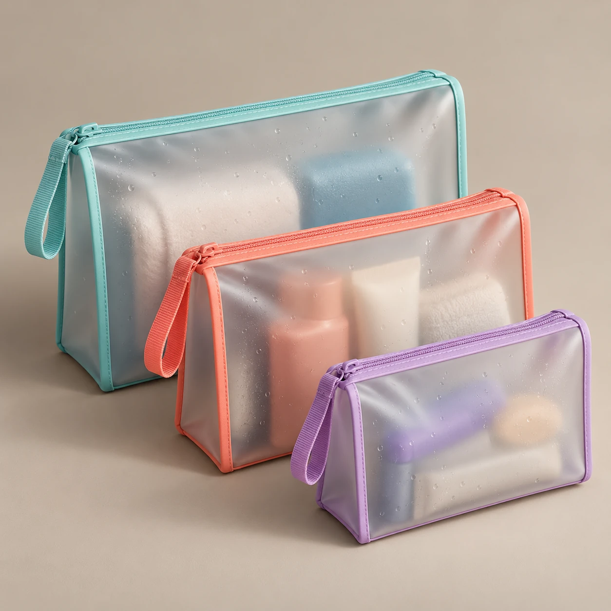 ST-259 Yarı Şeffaf Seyahat Pouch Serisi — 3 Boy