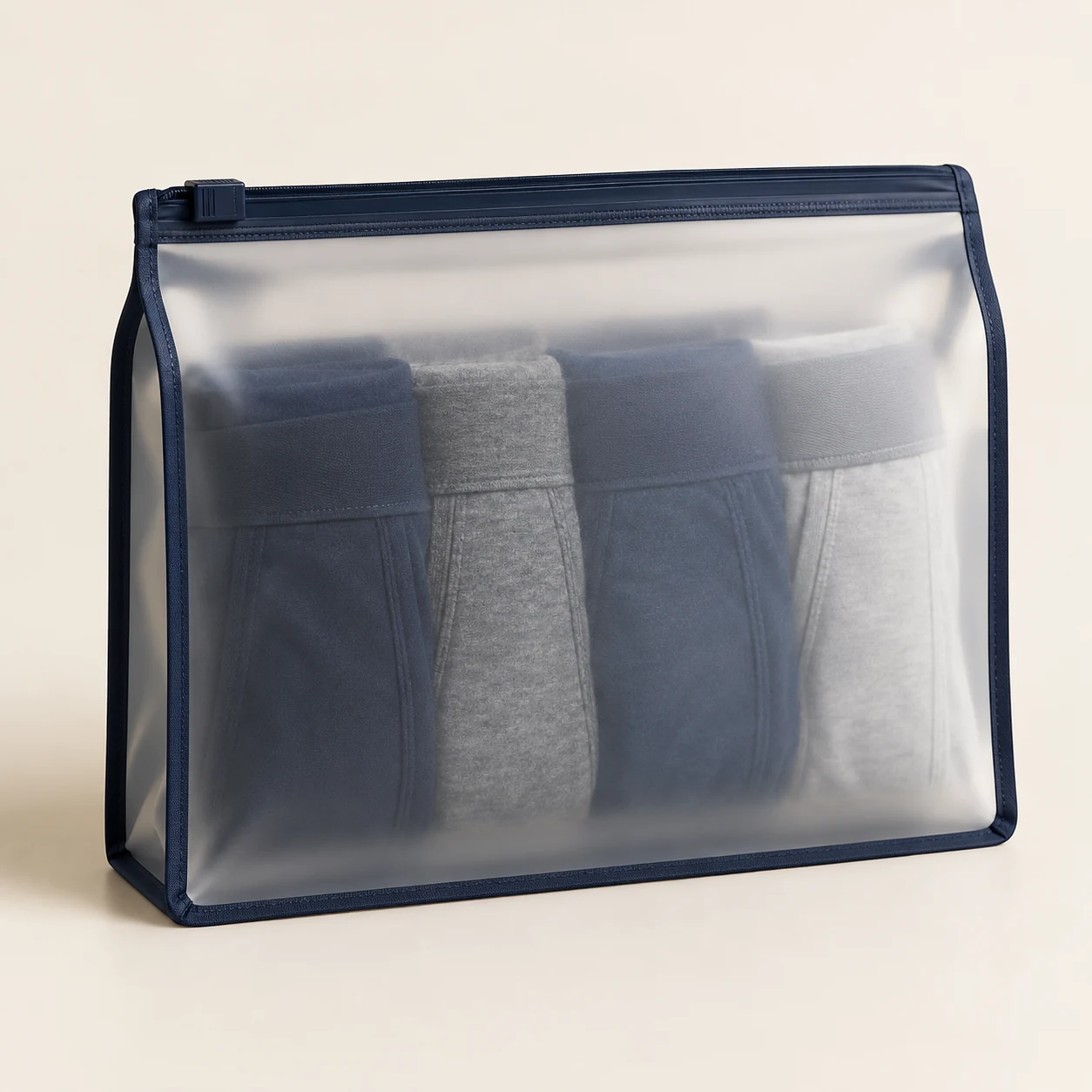 ST-304 Lacivert Şeffaf İç Giyim Düzenleyici Zip Pouch