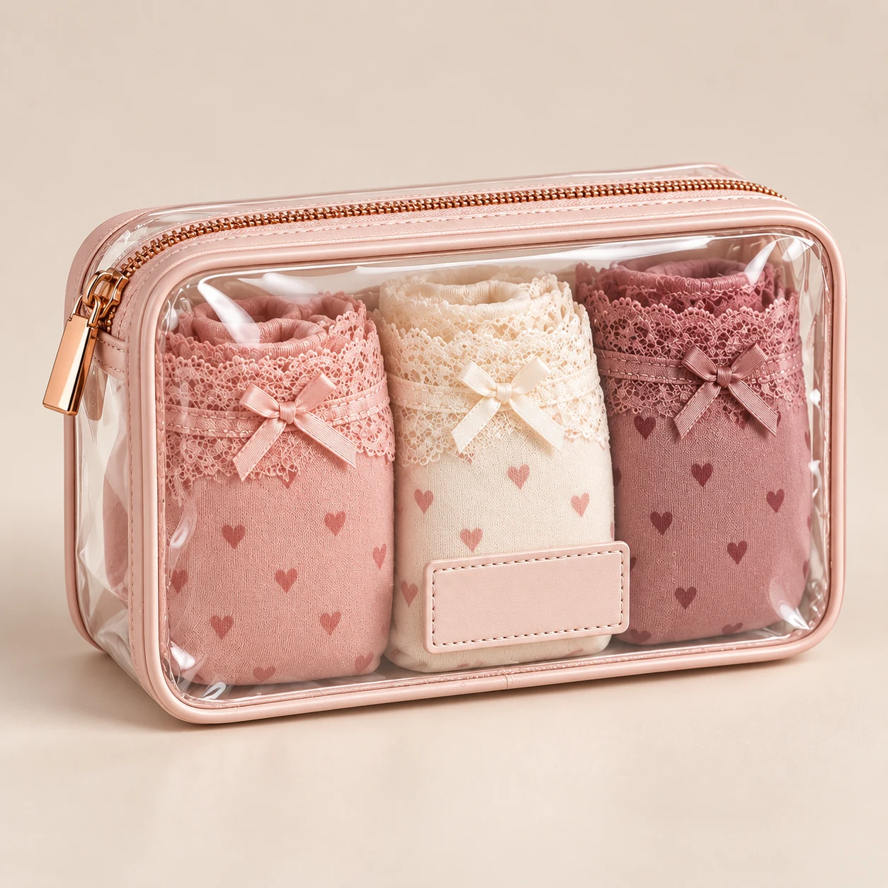 ST-308 Rose Gold Çift Bölmeli Şeffaf İç Giyim Organizeri görünüm 2