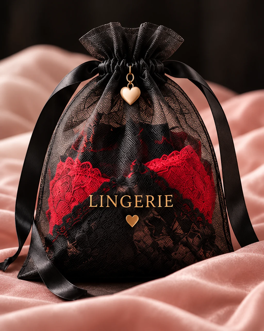 ST-310 Siyah Büzgülü Lingerie Saklama Kesesi