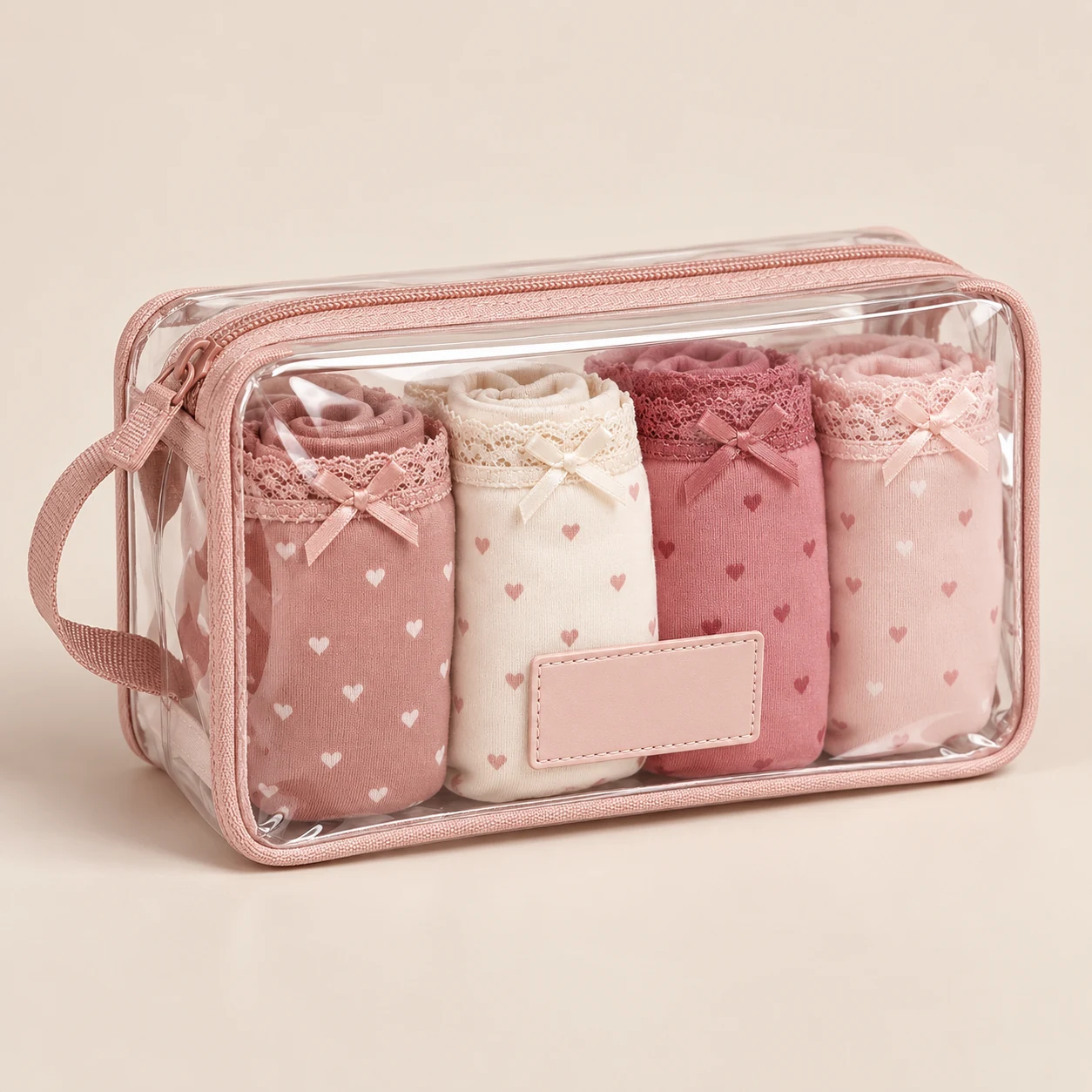 ST-317 Rose Gold Geniş Cepli Şeffaf İç Giyim Organizeri