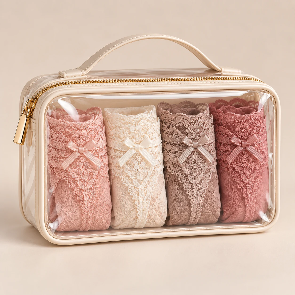 ST-320 Krem Üst Saplı Premium İç Giyim Vanity Organizeri