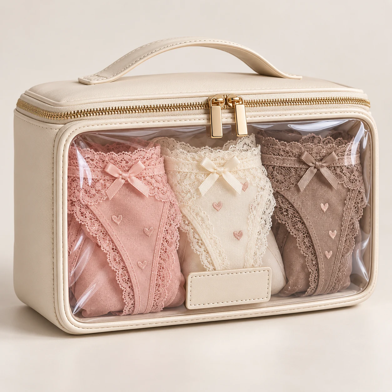 ST-324 Krem Kare Form Premium Vanity Organizeri