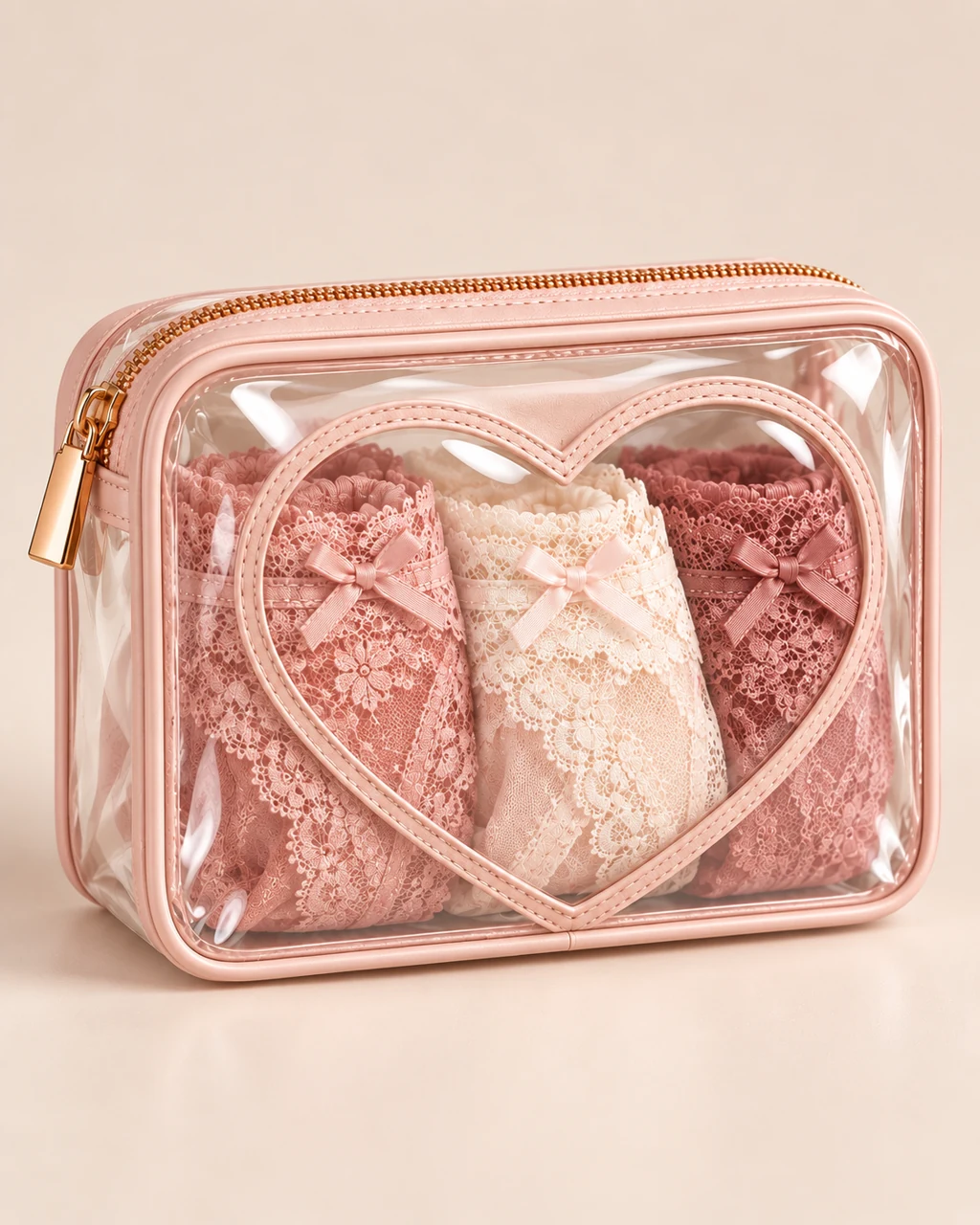ST-330 Rose Gold Kalp Pencereli Mini Organizer