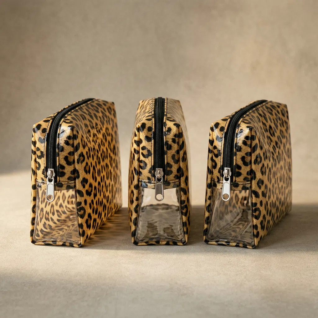 BUJE-36 Leopar Desenli Makyaj Çantası — 3 Boy görünüm 2