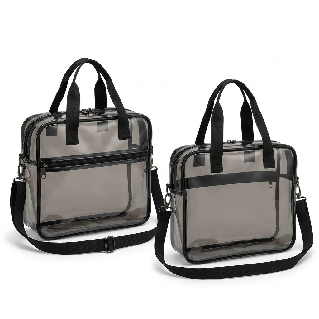 ST-044 Siyah Biyeli Şeffaf Messenger Çanta 2 Boy