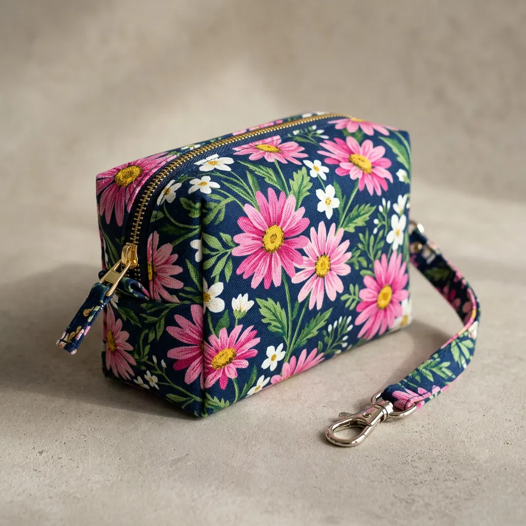 BUJE-29 Floral Desenli Bilek Askılı Şeffaf Pouch görünüm 2