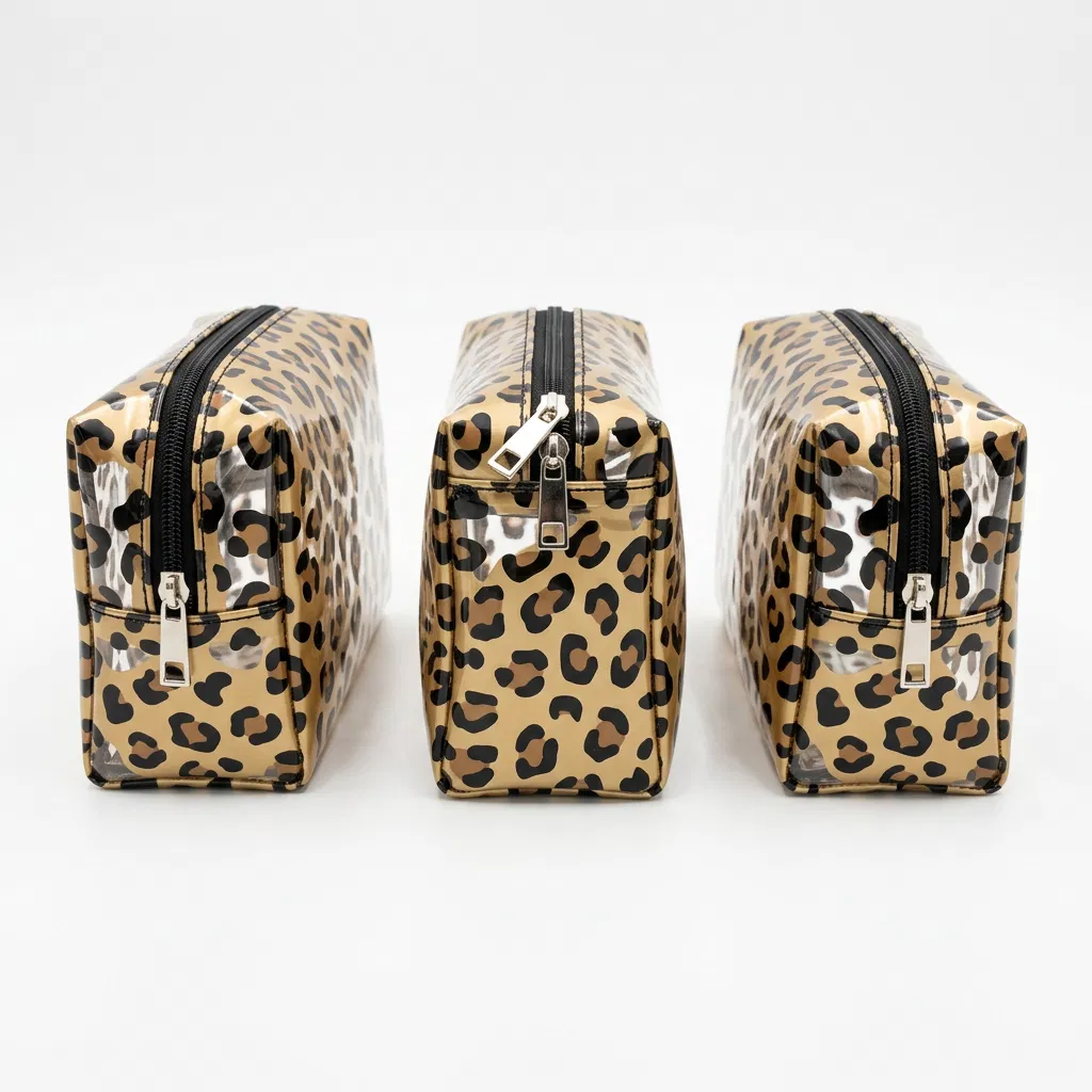 BUJE-36 Leopar Desenli Makyaj Çantası — 3 Boy