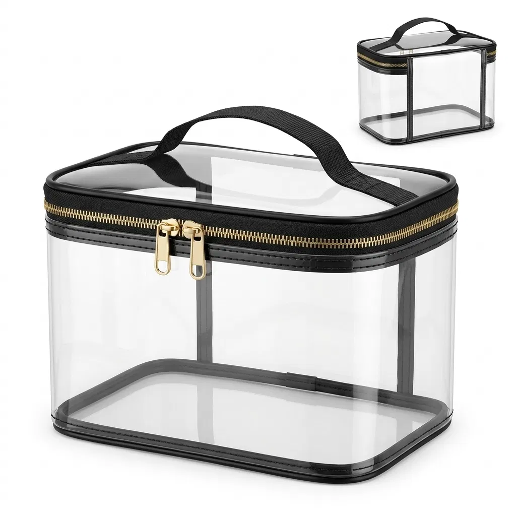 ST-063 Saplı Şeffaf Vanity Kutu Siyah Biyeli