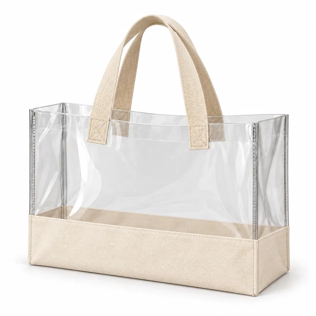 ST-069 Bez Tabanlı Şeffaf Tote Çanta