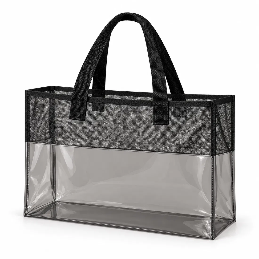 ST-074 Siyah File Detaylı Şeffaf Tote