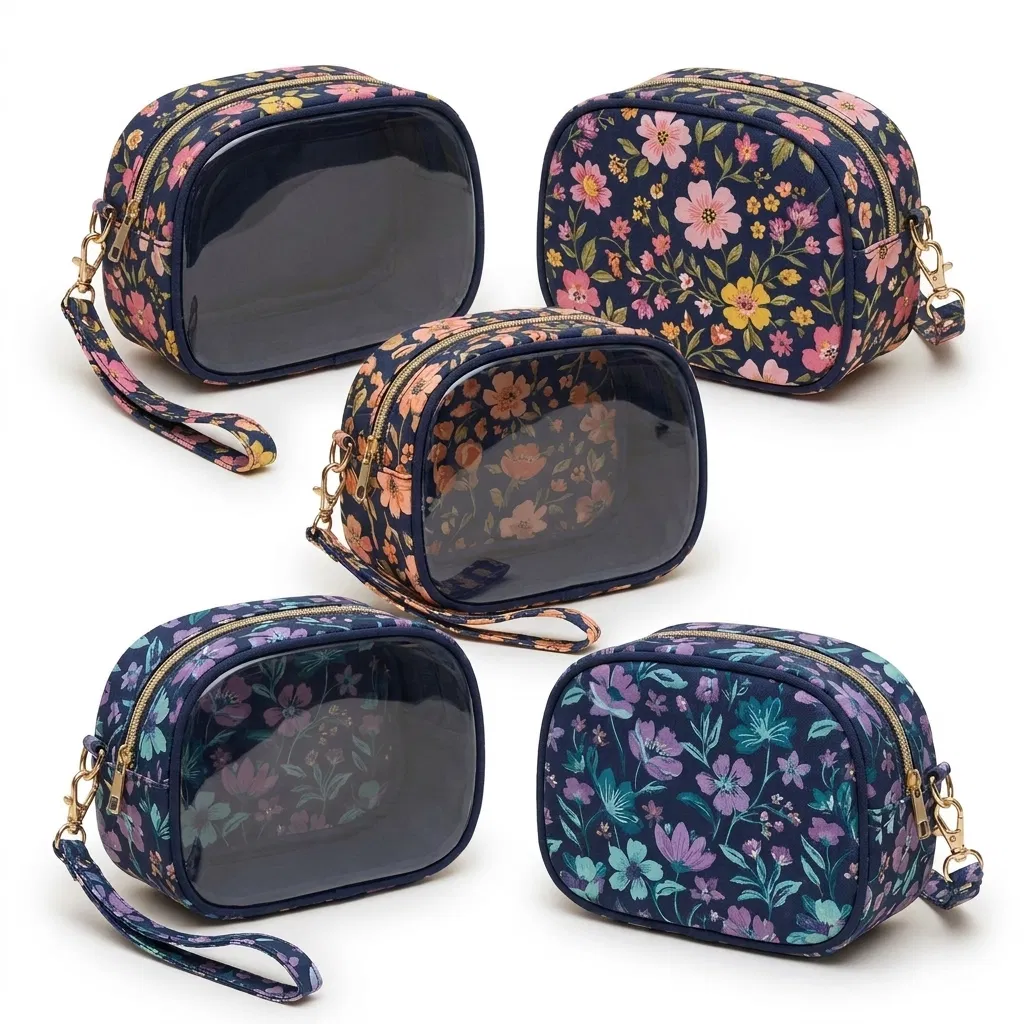 ST-079 Floral Mini Çapraz Kozmetik Çantası 5 Desen