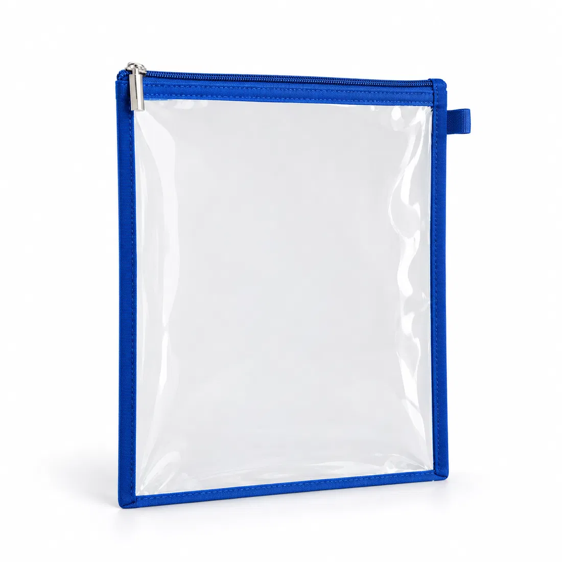 ST-094 Mavi Biyeli Düz Şeffaf Evrak/Pouch Çantası