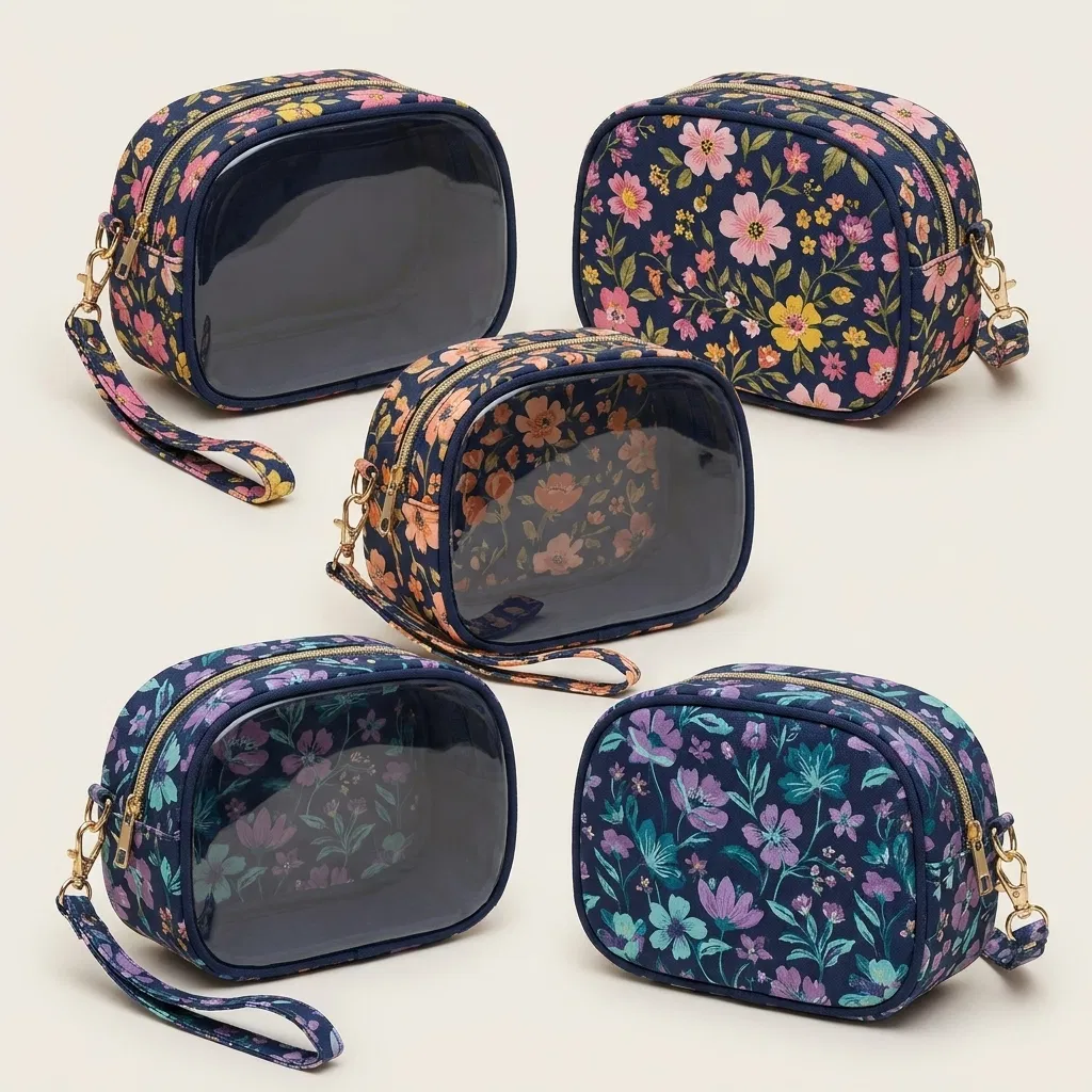 ST-105 Floral Mini Çapraz Kozmetik Çantası 5 Desen