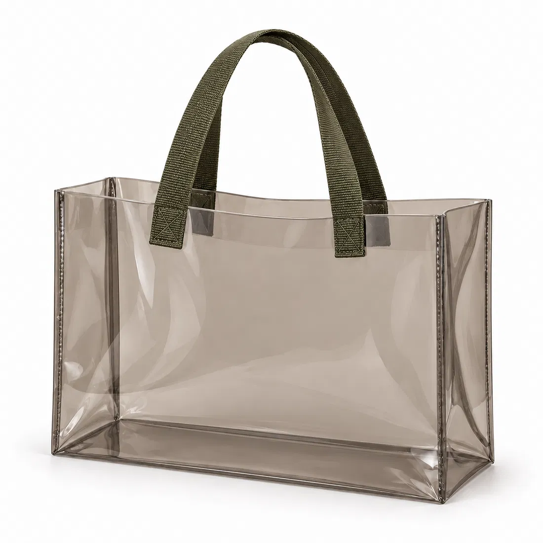 ST-106 Füme Şeffaf Tote Siyah Bez Saplı