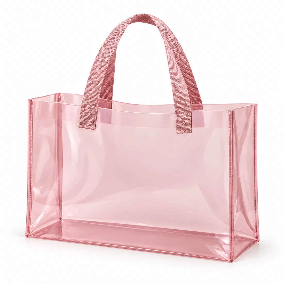 ST-115 Pudra Pembe Şeffaf Tote Çanta