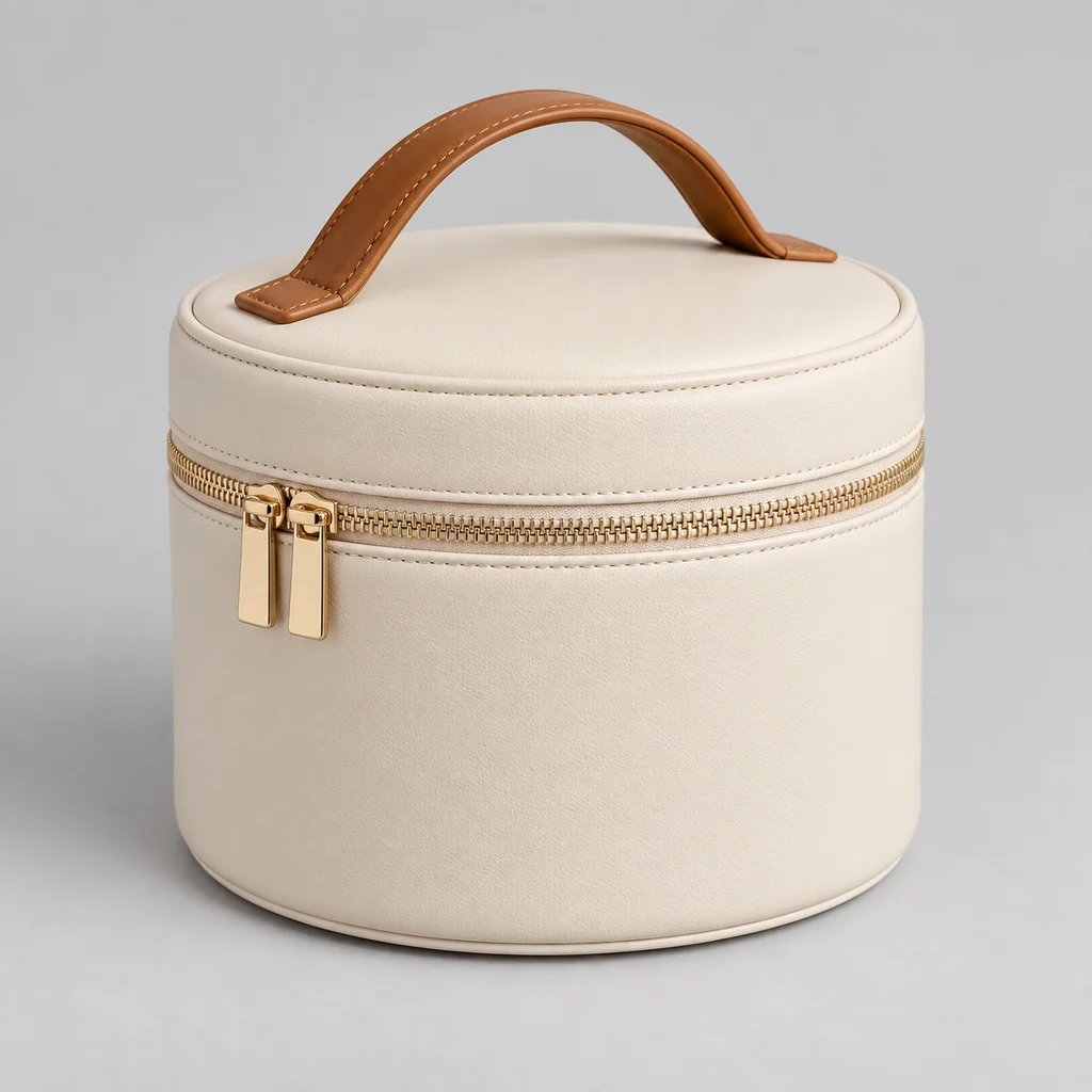 ST-212 Krem Yuvarlak Mini Vanity Çanta