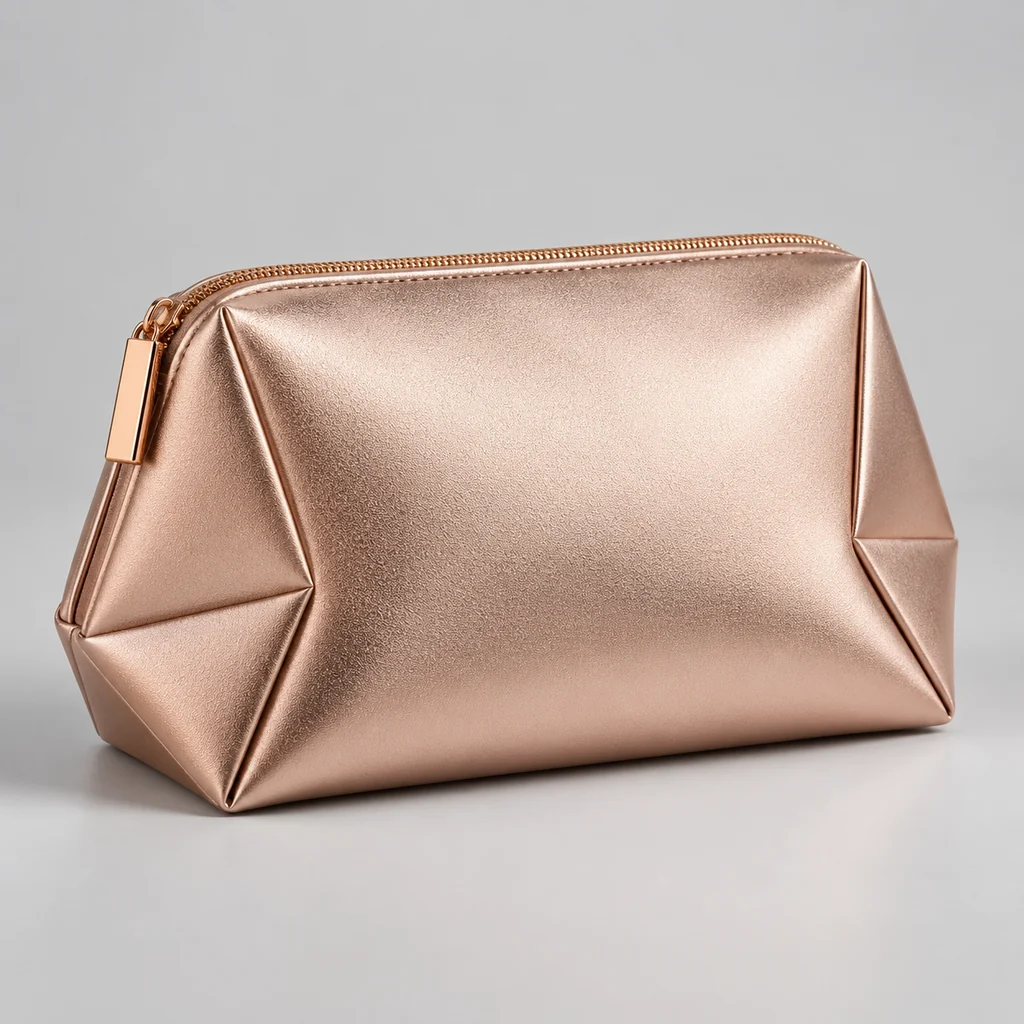 ST-214 Rose Gold Köşeli Formlu Clutch Makyaj Çantası
